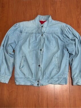 Vintage Otello Pelle 80s Denim Bomber Jacket - Size M